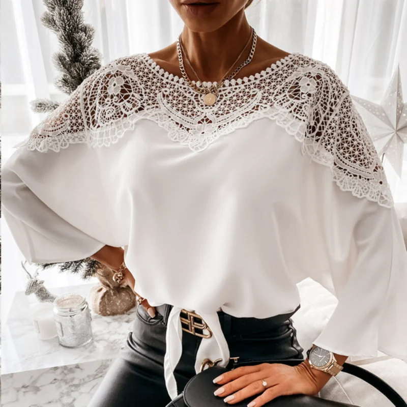 New Crochet Embroidery Lace Blouses Women Autumn Sexy Lace Stitching White Shirts Vintage Elegant Ladies Tops Blusas Clothing
New Crochet Embroidery Lace Blouses Women Autumn Sexy Lace Stitching White Shirts Vintage Elegant Ladies Tops Blusas Clothing
