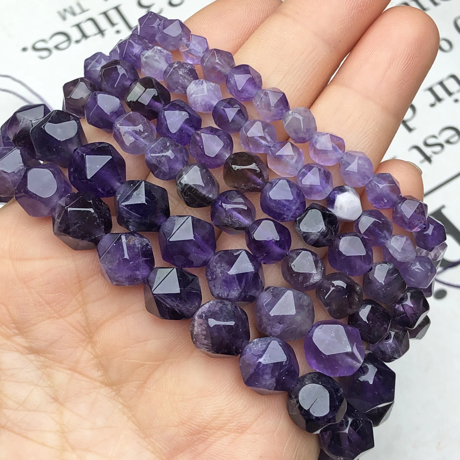 

Натуральный граненый аметистовый камень 6, 8, 10 мм, Фиолетовый Кристалл, бусины россыпью, аксессуары, браслеты, ожерелье, 15 дюймов, нитка