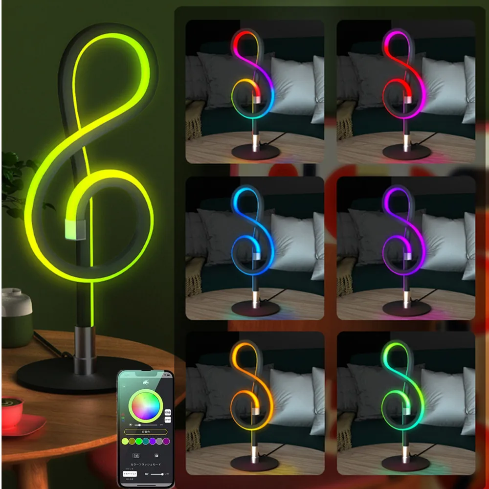 Smart RGB Musical Note Desktop Night Light Color Changing Atmosphere Table Lamp with APP Control for Bedside Gaming Room Decor
Smart RGB Musical Note Desktop Night Light Color Changing Atmosphere Table Lamp with APP Control for Bedside Gaming Room Decor