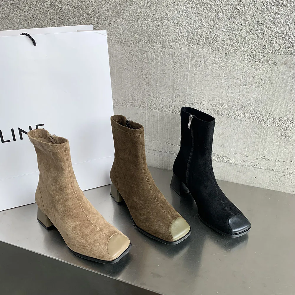 Square Toe Women Ankle Boots Flock Winter Short Booties Square Mid Heels Boots Woman Black Brown Beige Side Zipper Party Pumps
Square Toe Women Ankle Boots Flock Winter Short Booties Square Mid Heels Boots Woman Black Brown Beige Side Zipper Party Pumps