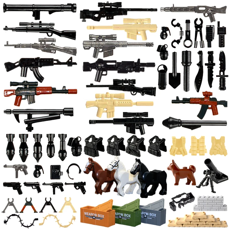 

Military Swat Weapon Building Blocks Guns Pack City Police Soldier Builder Series WW2 Army Accessories MOC Brick Boys Gift Toys