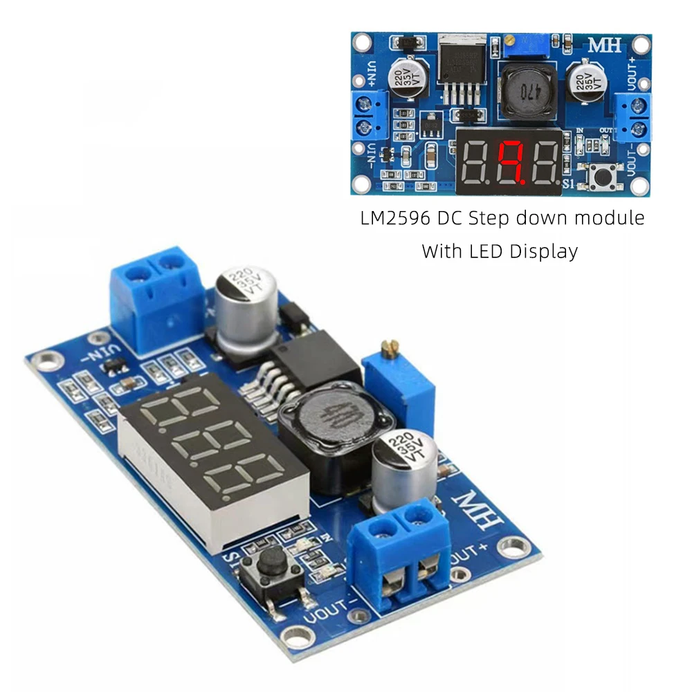 

LM2596 DC Step-down Module Converter Voltage Regulator LED Display Voltmeter 4.0~40 to 1.3-37V Buck Adapter Adjustable Power Sup