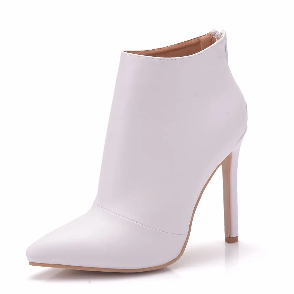 Crystal Queen Contracted Style Black Women White Wedding Shoes Back Zipper Pointed Toe High Heels
Crystal Queen Contracted Style Black Women White Wedding Shoes Back Zipper Pointed Toe High Heels