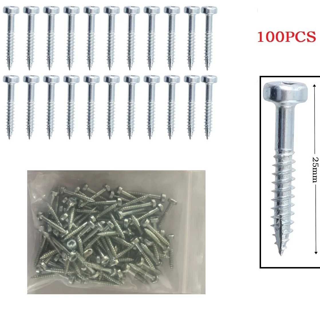100pcs Pocket Hole Screw 25mm Cross Screwdriver Self Tapping Screw SQ2 Drive Stainless Steel Cross Recessed Countersunk Screw
100pcs Pocket Hole Screw 25mm Cross Screwdriver Self Tapping Screw SQ2 Drive Stainless Steel Cross Recessed Countersunk Screw
