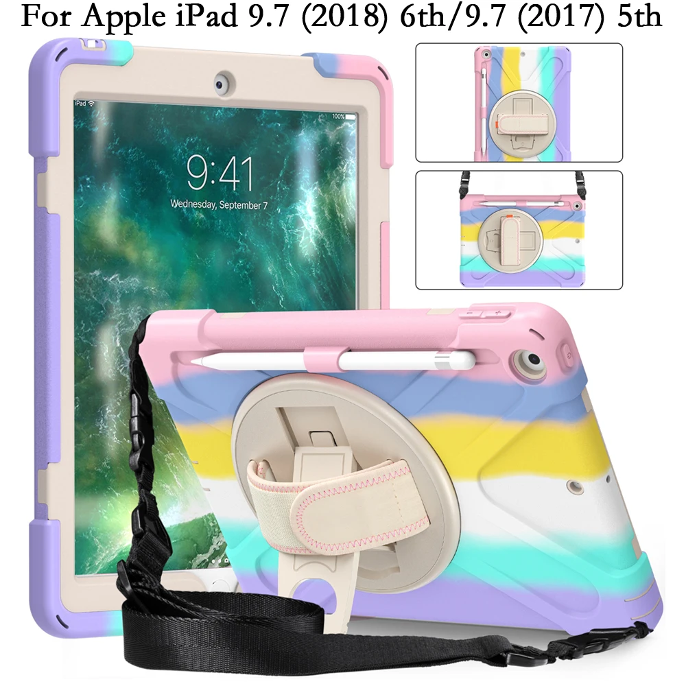 Чехол для iPad 9,7 2018 2017 5th 6th iPad6 iPad5 цветной противоударный силиконовый вращающийся чехол-подставка с плечевым ремнем чехлы
Чехол для iPad 9,7 2018 2017 5th 6th iPad6 iPad5 цветной противоударный силиконовый вращающийся чехол-подставка с плечевым ремнем чехлы