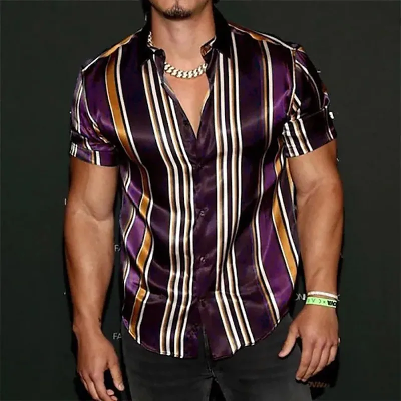 Y2K Summer New Trendyol Men Short Sleeve Beach Shirt Mens Fashion Vintage Luxury Purple Striped Shirts Chemise Hawaiienne Homme
Y2K Summer New Trendyol Men Short Sleeve Beach Shirt Mens Fashion Vintage Luxury Purple Striped Shirts Chemise Hawaiienne Homme