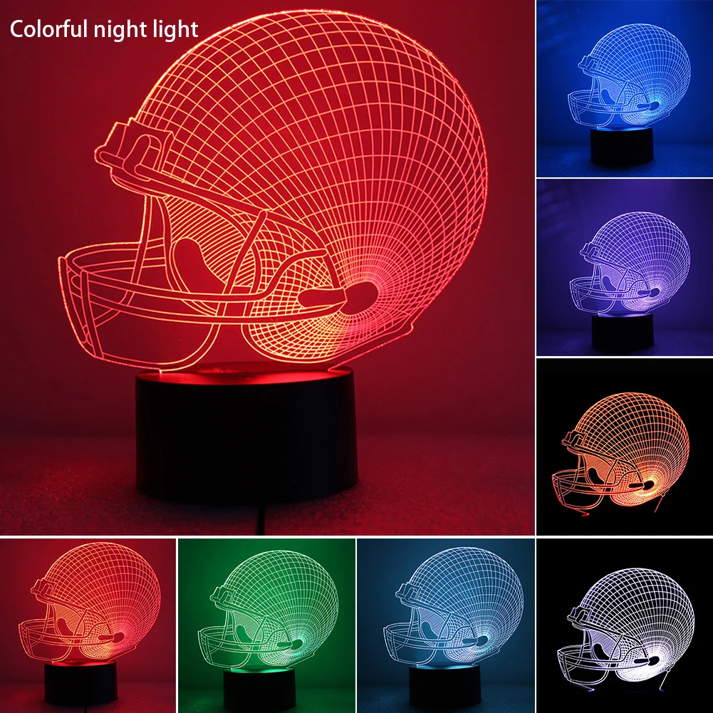 7 Color 3D Football Helmet Touchable Gifts Gradient Color Sports Caps Party Night Lights
7 Color 3D Football Helmet Touchable Gifts Gradient Color Sports Caps Party Night Lights