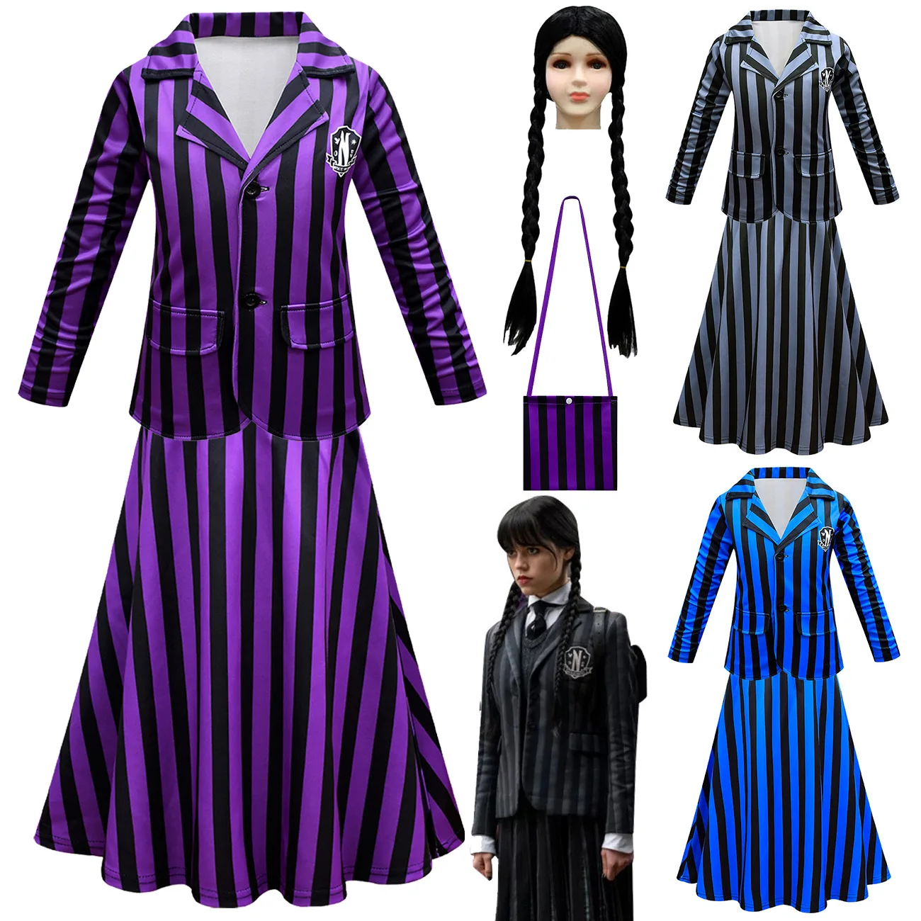 Wednesday Addams Cosplay For Girl Costume 2023 New Princess Dress Carnival Lapel Coat long Dress Two-Piece Party Dress 4-12 Y 
Wednesday Addams Cosplay For Girl Costume 2023 New Princess Dress Carnival Lapel Coat long Dress Two-Piece Party Dress 4-12 Y