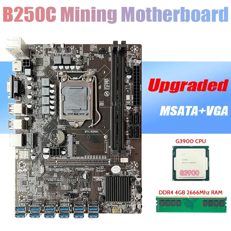 Материнская плата для майнинга BTC B250C BTC с процессором G3900 + DDR4 4 Гб 2666 МГц ОЗУ 12xpcie на USB3.0 слот для карты MSATA для майнинга ETH
Материнская плата для майнинга BTC B250C BTC с процессором G3900 + DDR4 4 Гб 2666 МГц ОЗУ 12xpcie на USB3.0 слот для карты MSATA для майнинга ETH