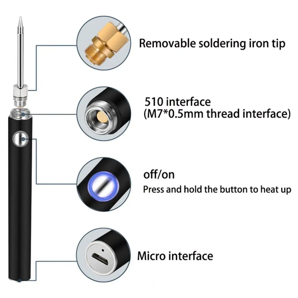 Cordless Soldering Iron 1 Set Durable USB Charging Comfortable Handle High-Duty Tin Solder Iron for Soldering
Cordless Soldering Iron 1 Set Durable USB Charging Comfortable Handle High-Duty Tin Solder Iron for Soldering