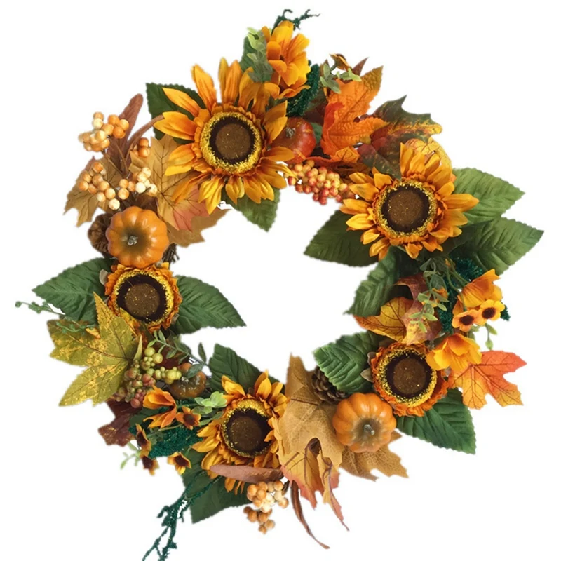 Fall Wreath Decoration - Autumn Pumpkin And Sunflowers Wreath For Front Door Home Halloween Thanksgiveing Decoration 
Fall Wreath Decoration - Autumn Pumpkin And Sunflowers Wreath For Front Door Home Halloween Thanksgiveing Decoration