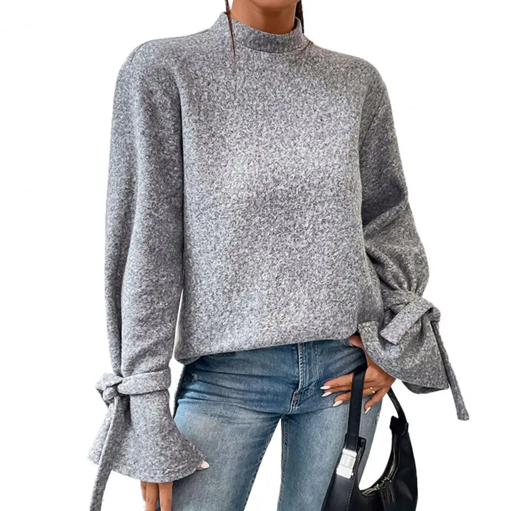 Autumn Top Women Stand Collar Solid Color Pullover Loose Horn Sleeves Warm Casual Elegant Mid Length Spring T-shirt Daily Wear
Autumn Top Women Stand Collar Solid Color Pullover Loose Horn Sleeves Warm Casual Elegant Mid Length Spring T-shirt Daily Wear