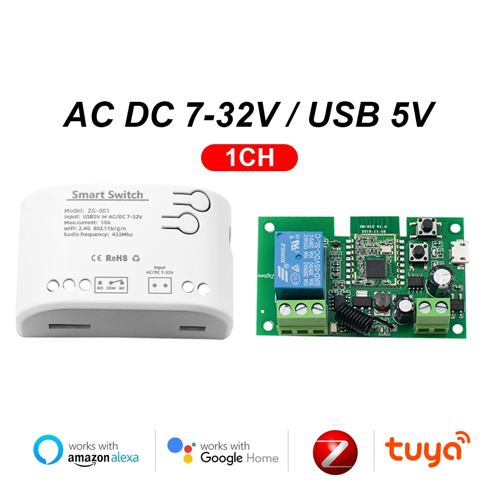 Умный модуль переключателя Tuya Zigbee, Радиочастотное управление, 7-32 В, 85-250 В, 1 канал, датчик выключателя для умного дома с Alexa, Google Home, без корпуса
Умный модуль переключателя Tuya Zigbee, Радиочастотное управление, 7-32 В, 85-250 В, 1 канал, датчик выключателя для умного дома с Alexa, Google Home, без корпуса