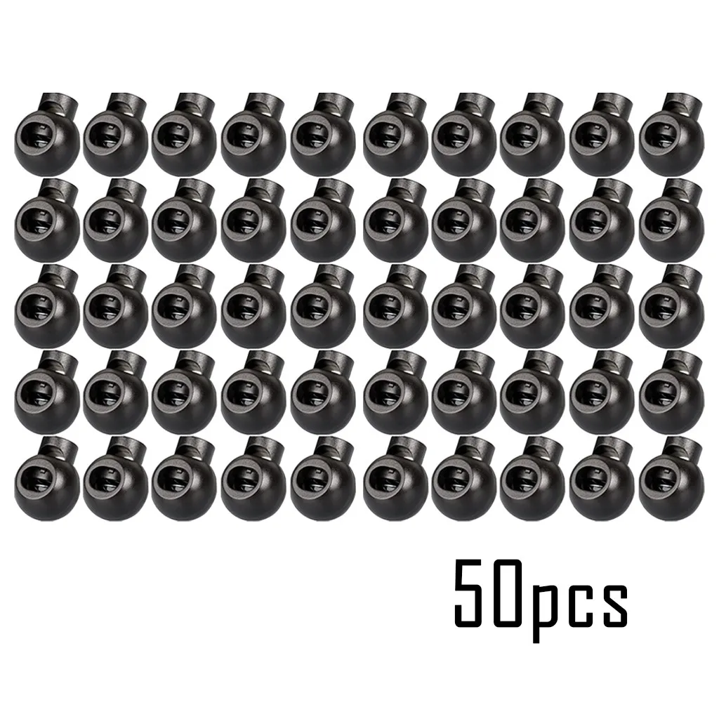 

50PCS Rope Cord Locks Clip Ends Round Ball Shape Luggage Lanyard Stopper Sliding Plastic Sewing Garden Home Cord Locks