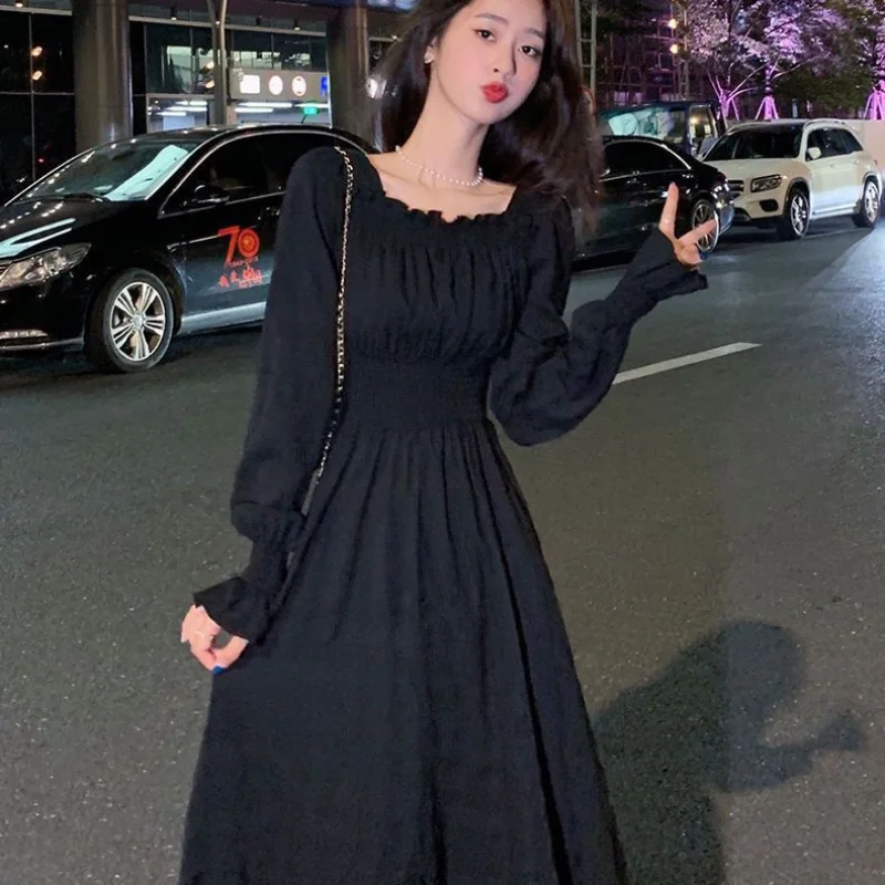Elegant Black Women's Dress Vintage Long Sleeve Corset Korean Fashion Party Long Dresses Simple Aesthetic Streetwear 
Elegant Black Women's Dress Vintage Long Sleeve Corset Korean Fashion Party Long Dresses Simple Aesthetic Streetwear