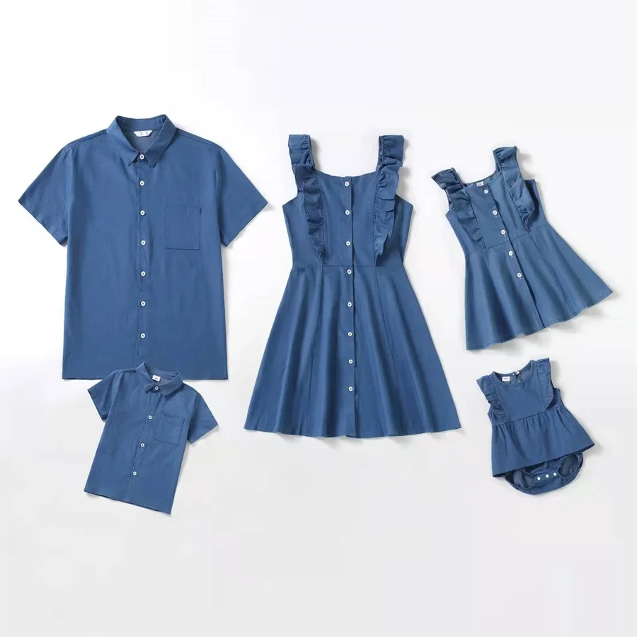 Summer Family Matching Clothes Ruffled Sleeve Mother Daughter Dresses Mom Baby Mommy and Me Outfits Father Son Cotton Blouses
Summer Family Matching Clothes Ruffled Sleeve Mother Daughter Dresses Mom Baby Mommy and Me Outfits Father Son Cotton Blouses