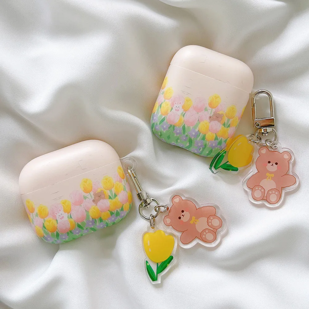 Чехол для наушников Airpods Pro 1 с милым розовым тюльпаном и цветком чехол Air pods 2 3