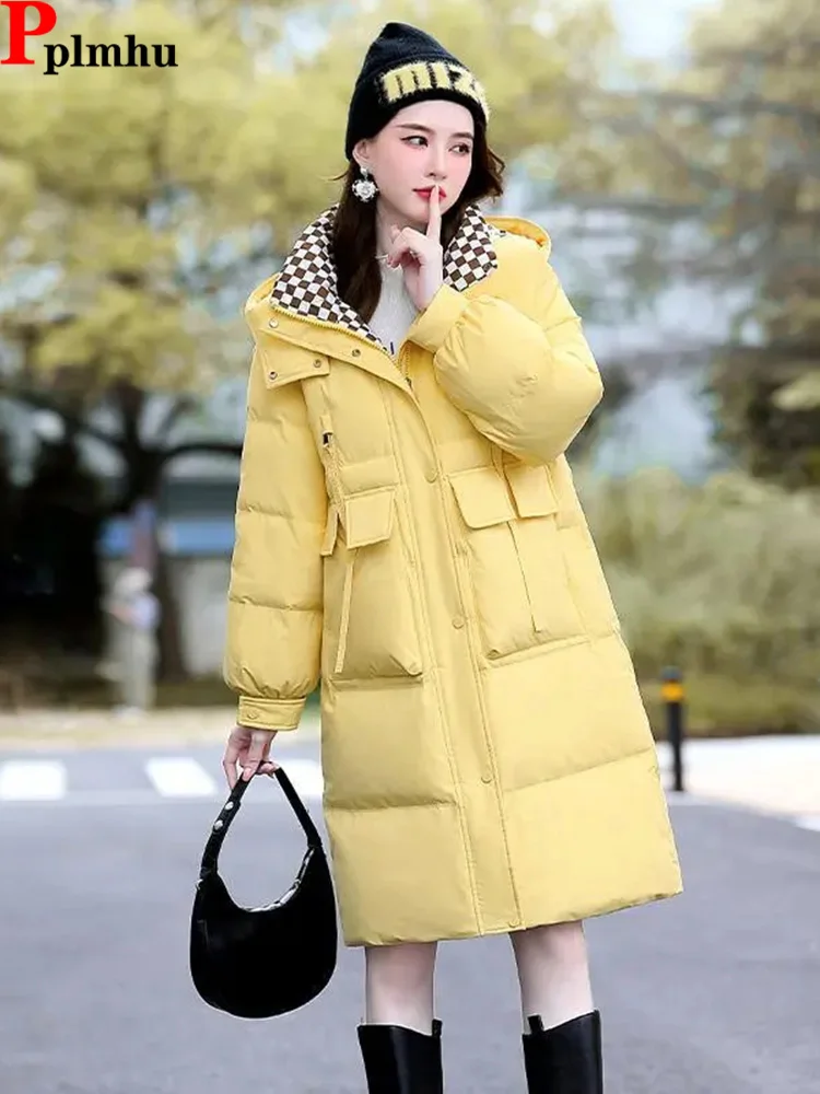 Winter Oversized Hooded Parkas Plaid Liend Midi Lenght Women Padded Coat Windproof Loose Cotton Jackets Korean Quilted Overcoat
Winter Oversized Hooded Parkas Plaid Liend Midi Lenght Women Padded Coat Windproof Loose Cotton Jackets Korean Quilted Overcoat