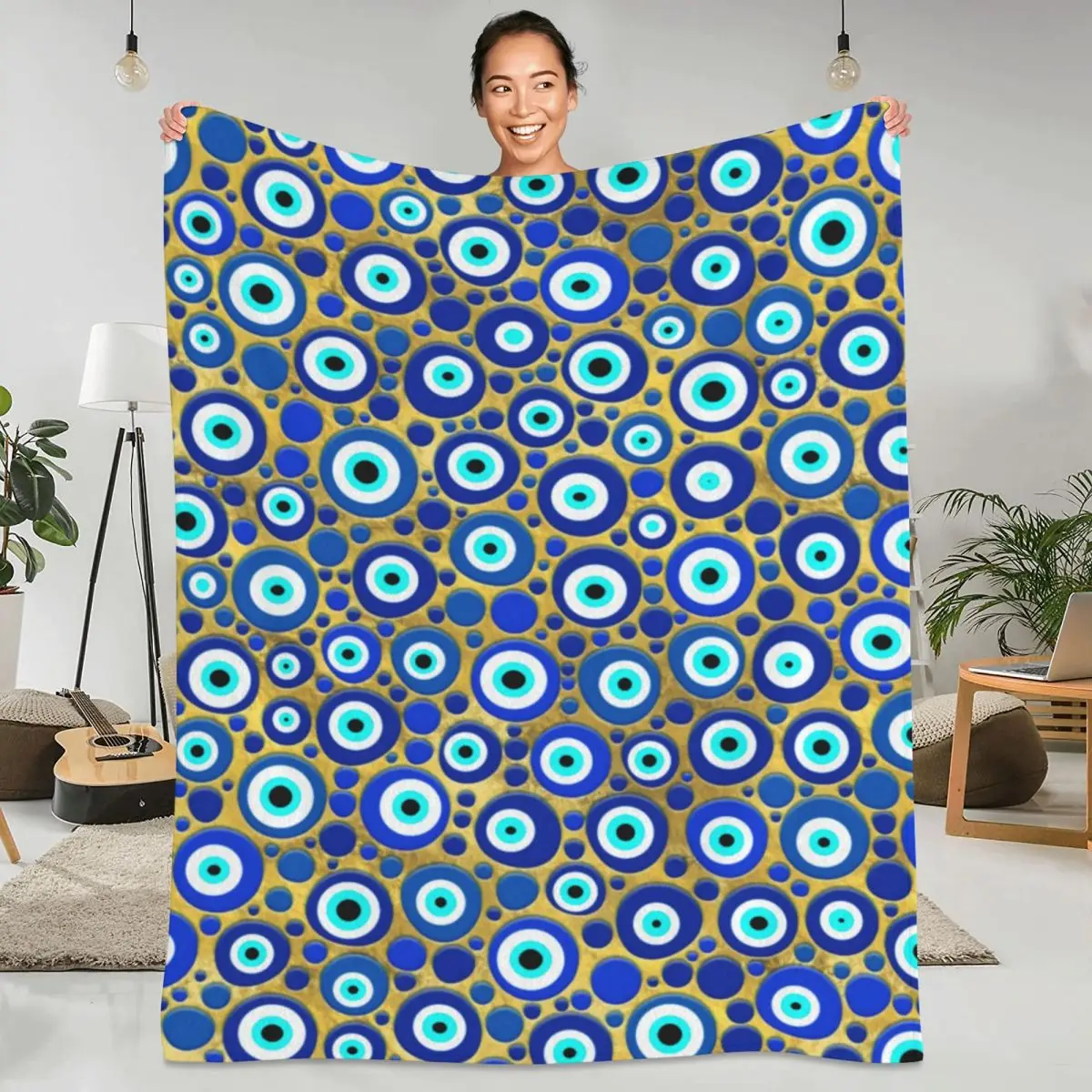 Super Soft Blanket Camping Blue Evil Eye Print Throw Blanket Nazar Charm Flannel Bedspread Couch Chair Printed Sofa Bed Cover
Super Soft Blanket Camping Blue Evil Eye Print Throw Blanket Nazar Charm Flannel Bedspread Couch Chair Printed Sofa Bed Cover