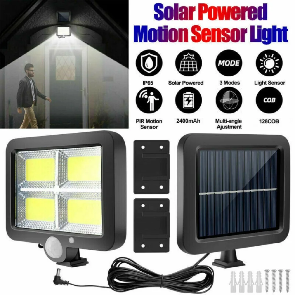 128 COB Solar Street Lights Outdoor Waterproof Motion Sensor Solar LED Lamp 3Mode Security Lighting for Garden Patio Yard Decor
128 COB Solar Street Lights Outdoor Waterproof Motion Sensor Solar LED Lamp 3Mode Security Lighting for Garden Patio Yard Decor