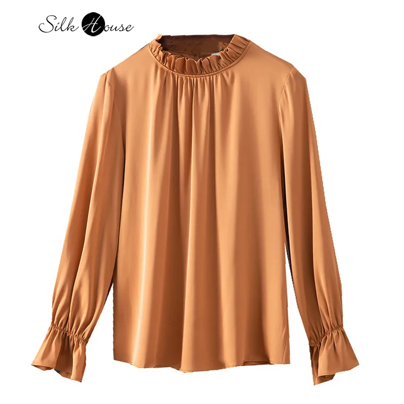 Silk Top Female Mulberry Silk Fungus Stand Collar Design Sense Small Shirt Long Sleeve Shirt T-shirt Spring 2022 New Style
Silk Top Female Mulberry Silk Fungus Stand Collar Design Sense Small Shirt Long Sleeve Shirt T-shirt Spring 2022 New Style