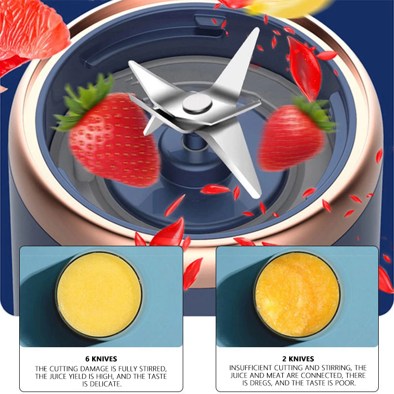 Portable Juicer Cup Multifunction Smoothie Electric Rechargeable Juicer Kitchen Tools And Gadgets Automatic 6 Blades
Portable Juicer Cup Multifunction Smoothie Electric Rechargeable Juicer Kitchen Tools And Gadgets Automatic 6 Blades