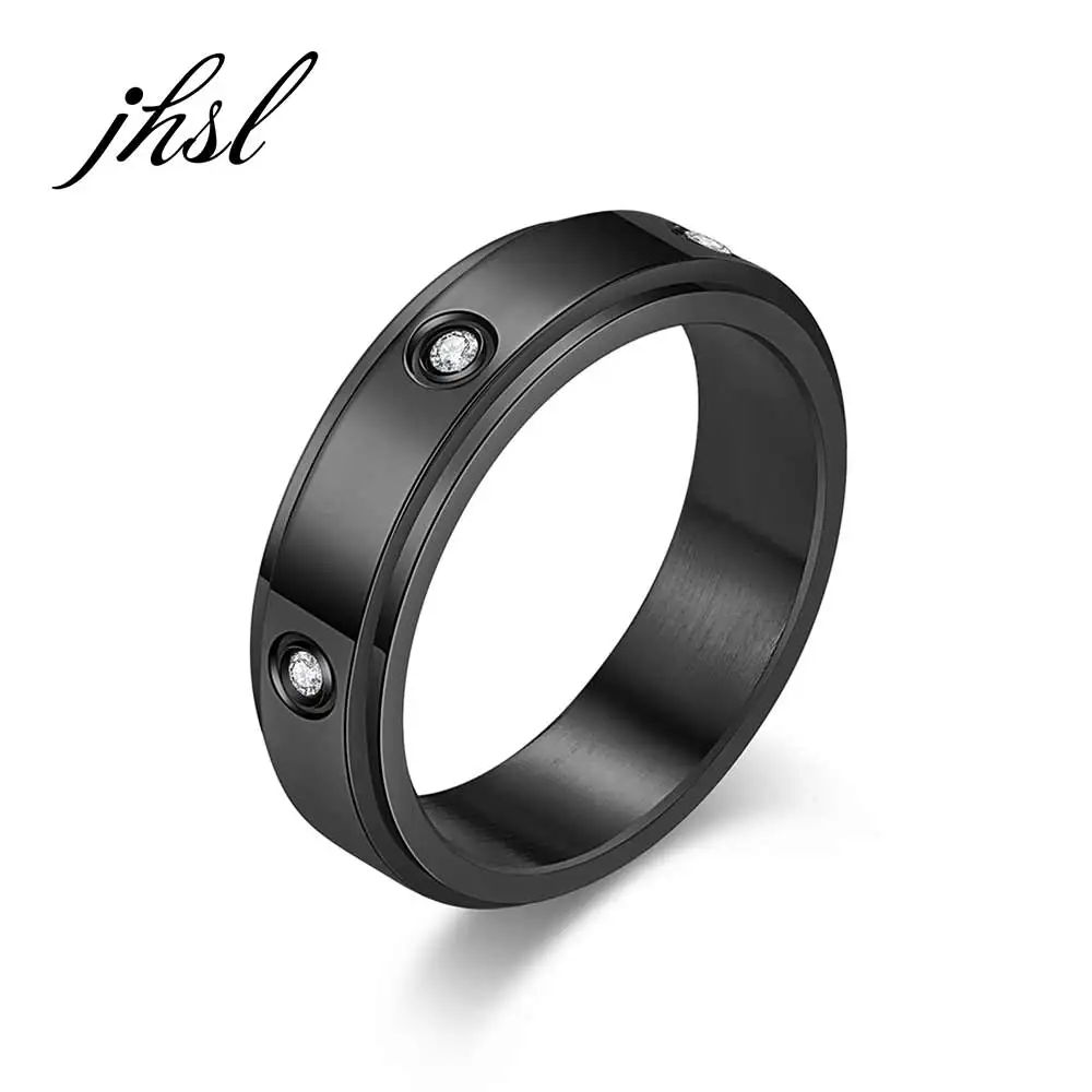 JHSL Rotatable Men Rings Cubic Zircon Stainless Steel Black Gold Silver Color Dropship wholesale US size 6 7 8 9 10 11
JHSL Rotatable Men Rings Cubic Zircon Stainless Steel Black Gold Silver Color Dropship wholesale US size 6 7 8 9 10 11