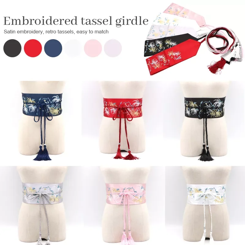 Japanese Traditional Clothing Kimono Cardigan Obi for Women Girl embroidery Streetwear Crane Printed Tassel Belts Corset Yukata
Japanese Traditional Clothing Kimono Cardigan Obi for Women Girl embroidery Streetwear Crane Printed Tassel Belts Corset Yukata