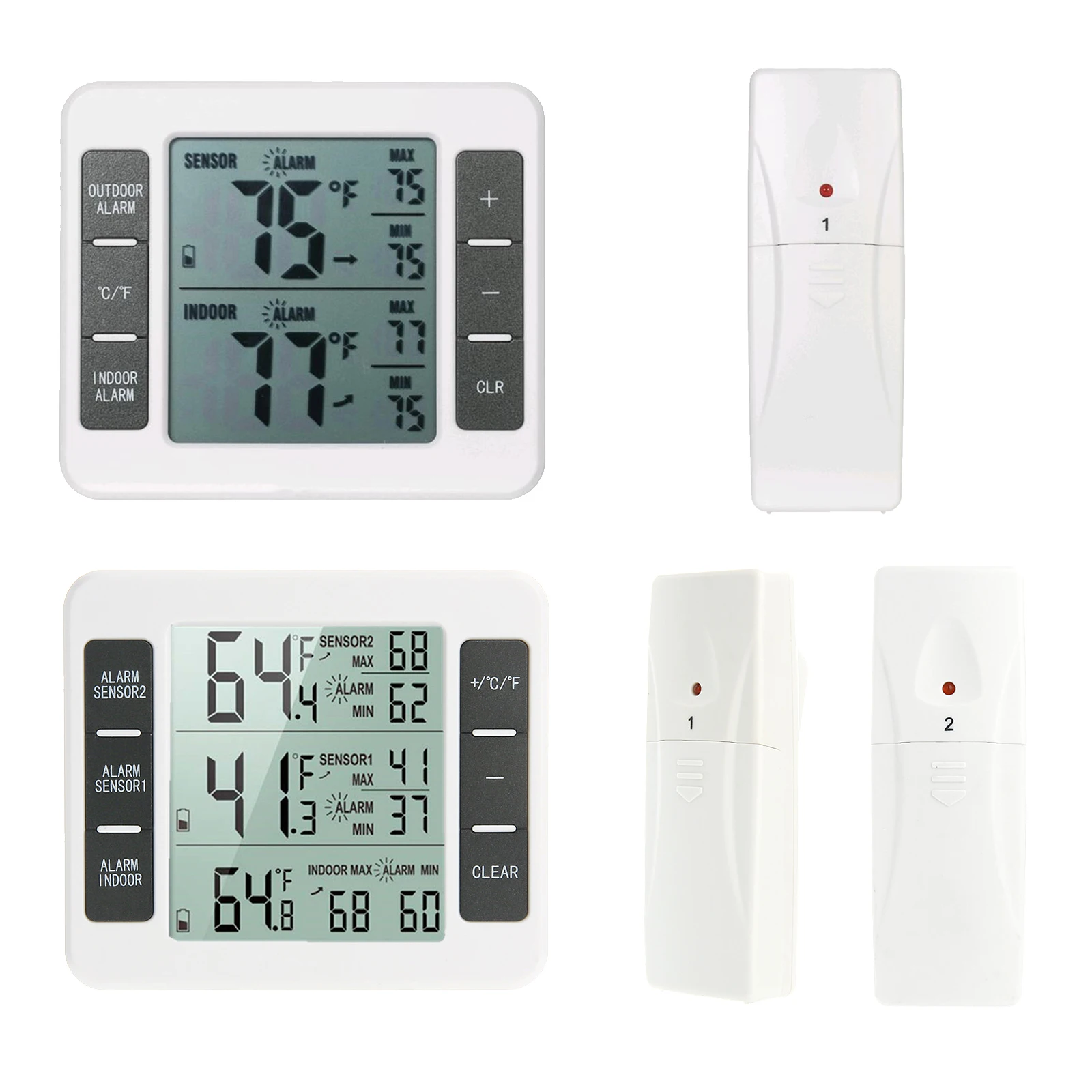 2 Sensor Thermometer Wireless Digital Refrigerator Alarm Thermometer Refrigerator Home Indoor And Outdoor Temperature Sensor
2 Sensor Thermometer Wireless Digital Refrigerator Alarm Thermometer Refrigerator Home Indoor And Outdoor Temperature Sensor
