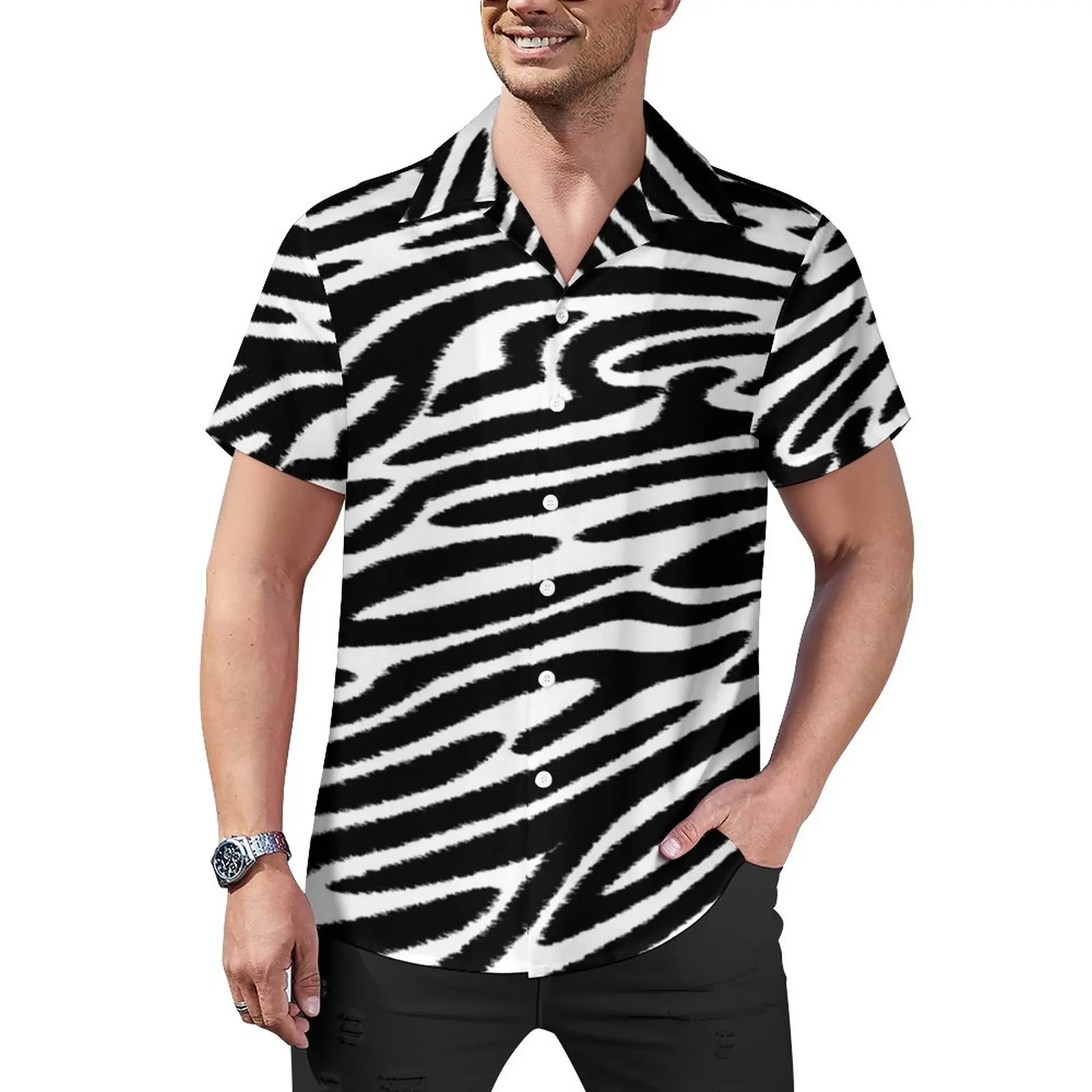 Black Zebra Stripes Casual Shirts Animal Stripes Beach Shirt Hawaiian Trendy Blouses Male Printed Plus Size 4XL
Black Zebra Stripes Casual Shirts Animal Stripes Beach Shirt Hawaiian Trendy Blouses Male Printed Plus Size 4XL