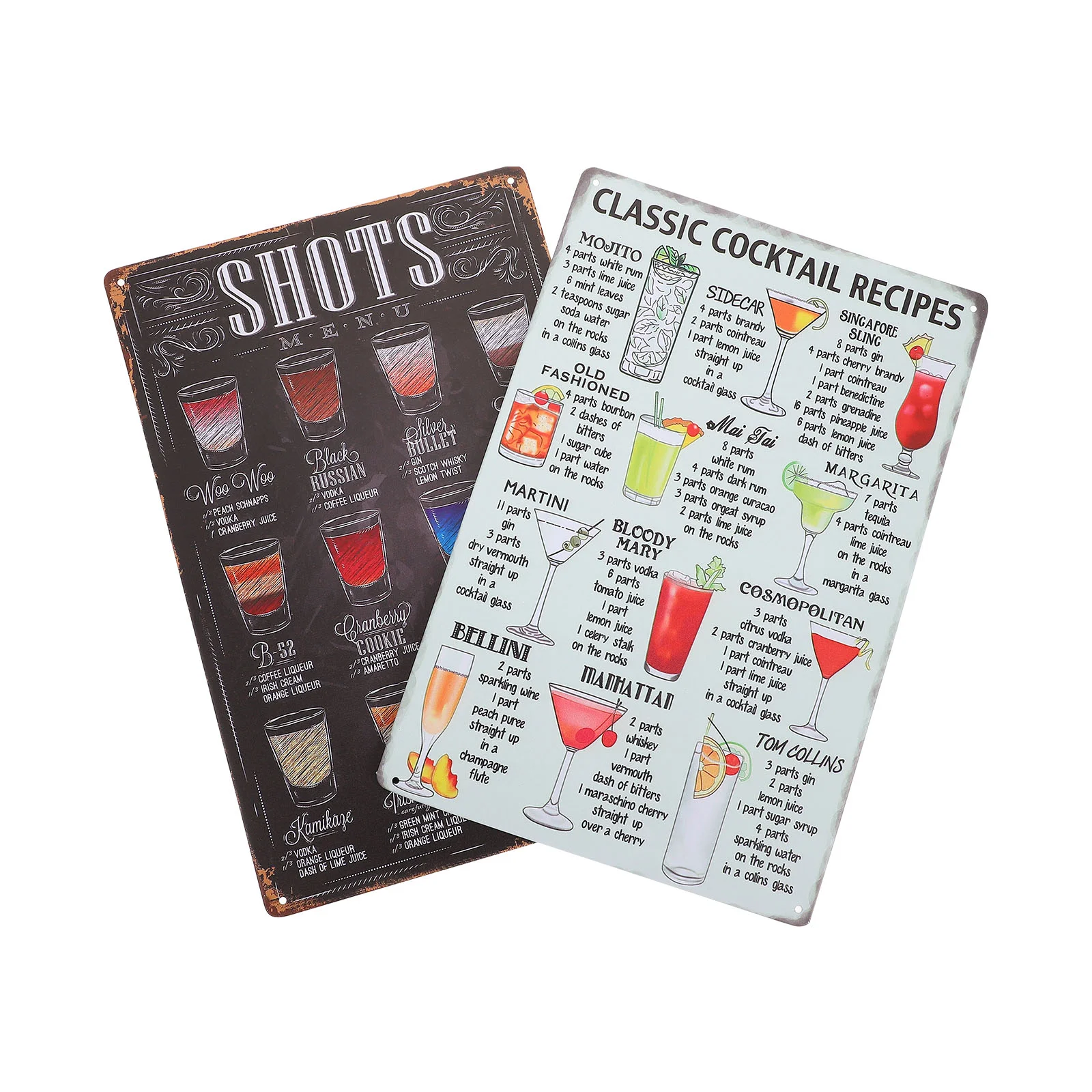2 Pcs Tin Painting Shots Recipe Metal Sign Cocktail Wall Decor Poster Coffee Menu Signs Decoration Plaque Porch Vintage
2 Pcs Tin Painting Shots Recipe Metal Sign Cocktail Wall Decor Poster Coffee Menu Signs Decoration Plaque Porch Vintage