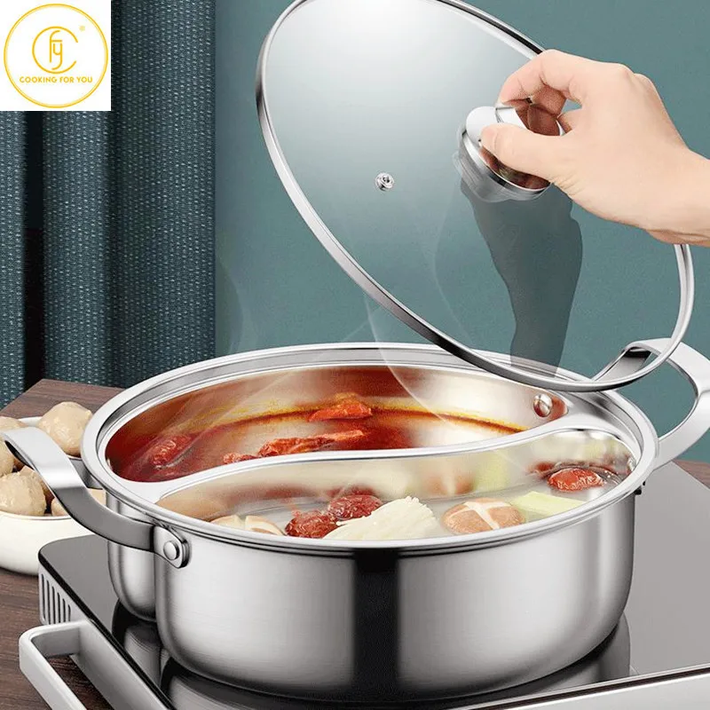 304Stainless Steel Two-flavor Hot Pot with Lid Family Kitchen Soup Stock Pot General Use for Gas and Induction Cooker Cookware
304Stainless Steel Two-flavor Hot Pot with Lid Family Kitchen Soup Stock Pot General Use for Gas and Induction Cooker Cookware