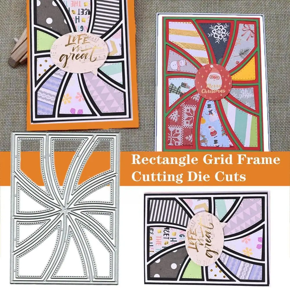 

Rectangle Grid Frame Cutting Die Cuts Diy Crafts Template Whirl Scrapbook Cards Dies Cut Stencils For Embossing Card Making I3r9