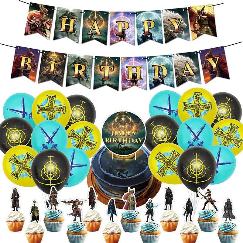 Game Elden Ring Birthday Party Set Balloons Happy Birth Day Decorative Banners Flags Cake Inserts Decoration Supplies Decor
Game Elden Ring Birthday Party Set Balloons Happy Birth Day Decorative Banners Flags Cake Inserts Decoration Supplies Decor