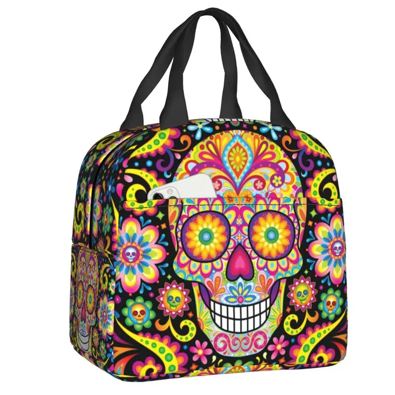 Sugar Skull Day Of The Dead Art Insulated Lunch Bag for Work School Halloween Catholic Floral Resuable Cooler Thermal Bento Box 
Sugar Skull Day Of The Dead Art Insulated Lunch Bag for Work School Halloween Catholic Floral Resuable Cooler Thermal Bento Box