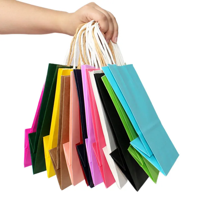 

5/10/20/30pcs Festival Gift Kraft Paper Bag Shopping DIY Multifunction Recyclable Paper Bag With Handles