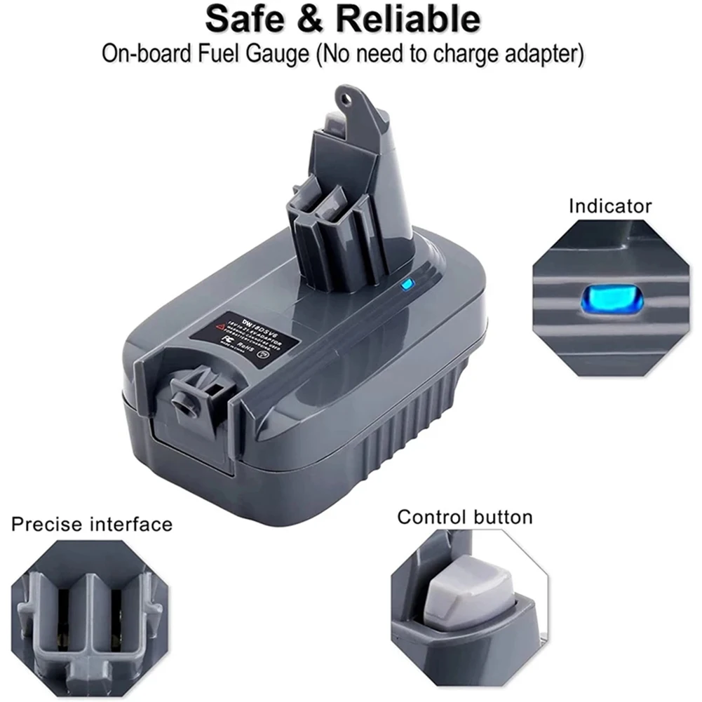 DW18V6 Battery Adapter For Dewalt 18V Li-ion Battery Convert To For Dyson V6 V03 For Dyson Cordless Vacuum Use
DW18V6 Battery Adapter For Dewalt 18V Li-ion Battery Convert To For Dyson V6 V03 For Dyson Cordless Vacuum Use