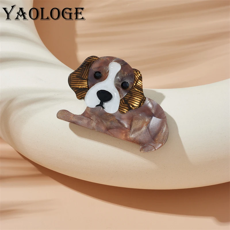 

YAOLOGE Acrylic Cute Puppy Dog Brooches For Men Kids New Trend Animal Badge Brooch Pins Handmade Jewelry Gift Party Accessories