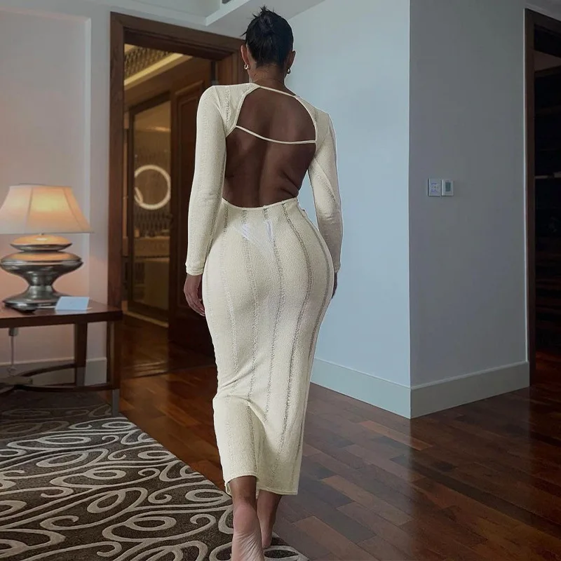 BKLD Women Clothing 2022 Winter New Fashion Solid Color Open Back Hollow Out Knitted Long Sleeve Bodycon Dress Party Clubwear
BKLD Women Clothing 2022 Winter New Fashion Solid Color Open Back Hollow Out Knitted Long Sleeve Bodycon Dress Party Clubwear