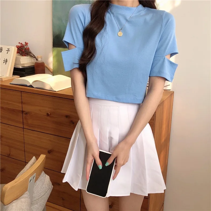 High Street Short Sleeve T-shirt Women Harajuku Summer Hollow Out Slim Design Ins Korean Style Above Navel Cropped Top All-match
High Street Short Sleeve T-shirt Women Harajuku Summer Hollow Out Slim Design Ins Korean Style Above Navel Cropped Top All-match