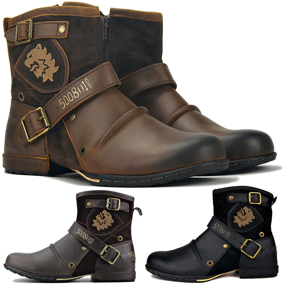 Men's Fashion Ankle Boots High Quality Cowboy Boots Men Metal Buckle Side Zipper Motorcycle Boots Gothic Boots Western Boots
Men's Fashion Ankle Boots High Quality Cowboy Boots Men Metal Buckle Side Zipper Motorcycle Boots Gothic Boots Western Boots