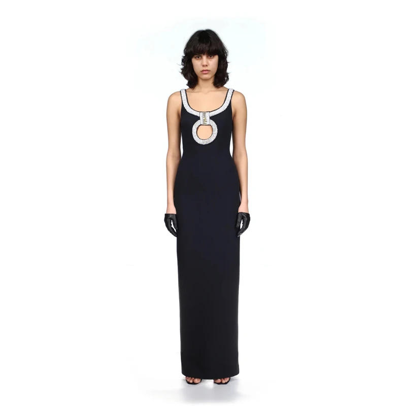 Wholesale Women's Black Stretch Knit Hollow Out Diamond Tight Sexy Evening Celebrity Cocktail Party Bandage Long Dress
Wholesale Women's Black Stretch Knit Hollow Out Diamond Tight Sexy Evening Celebrity Cocktail Party Bandage Long Dress