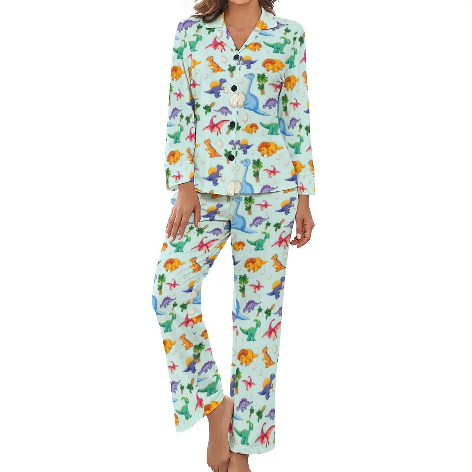 Colorful Cute Dinosaurs Pajamas Cartoon Dinos Jungle Long Sleeves Kawaii Pajama Sets 2 Pieces Night Spring Print Sleepwear
Colorful Cute Dinosaurs Pajamas Cartoon Dinos Jungle Long Sleeves Kawaii Pajama Sets 2 Pieces Night Spring Print Sleepwear