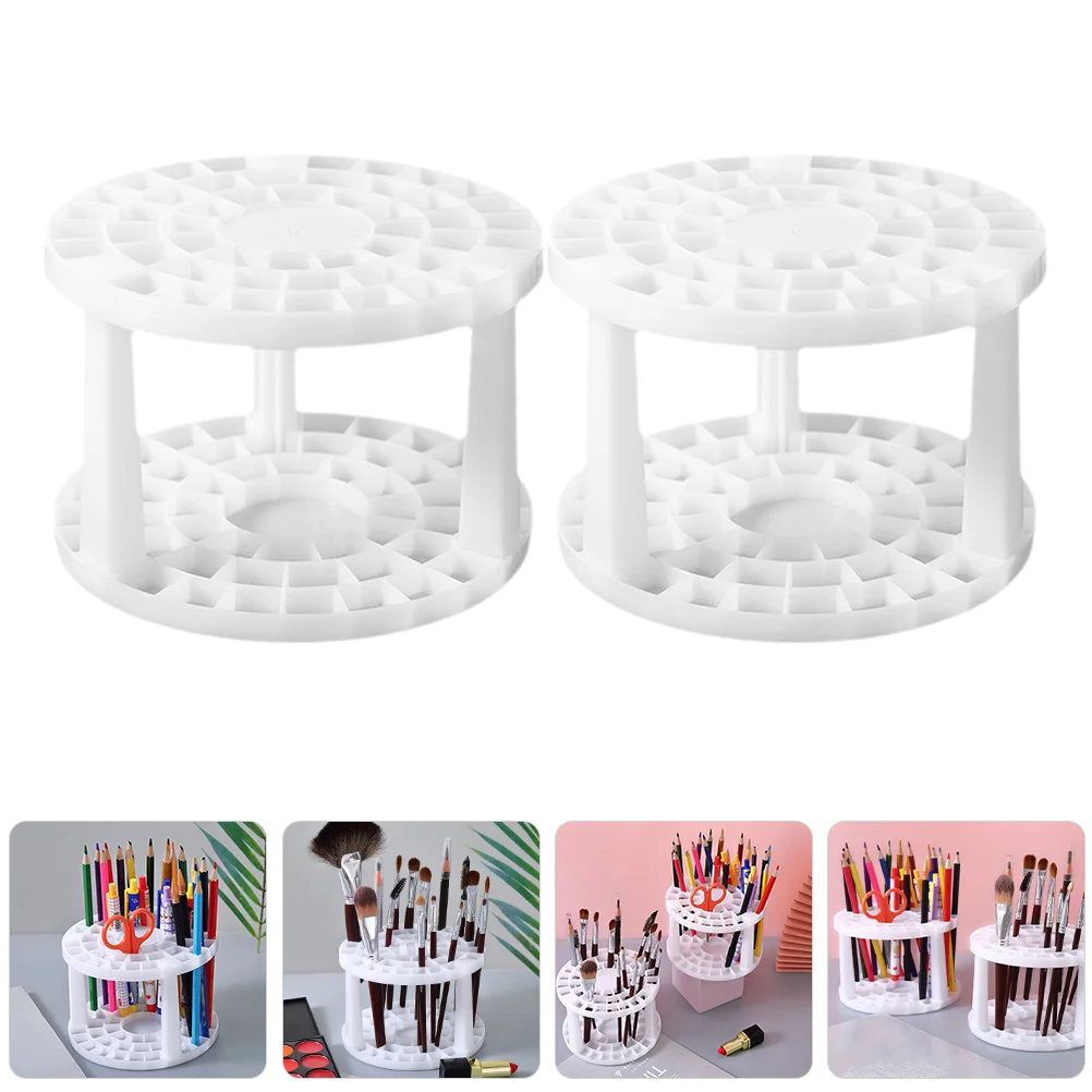 

2 Pcs Paintbrush Holder Insert Storage Drawing Markers Stand Plastic Rack Painting Organizer Artist