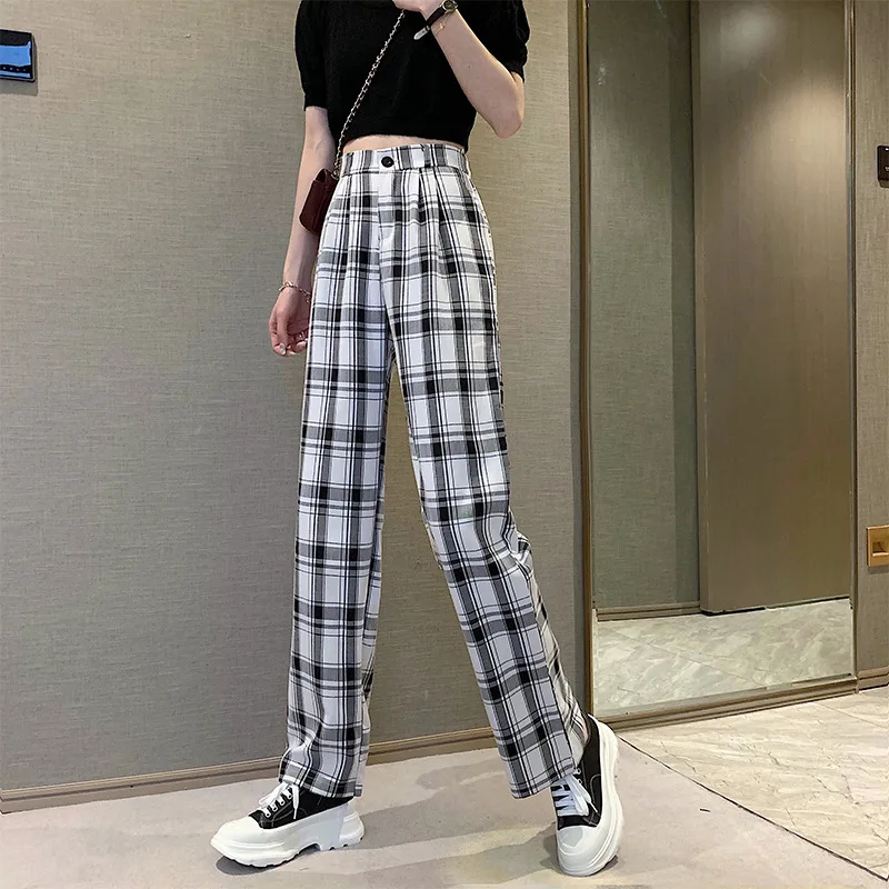 New High Waist Drape Large Size Casual Loose Straight Wide Leg Pants Black and White Plaid Pants Women Sweatpants Women Baggy
New High Waist Drape Large Size Casual Loose Straight Wide Leg Pants Black and White Plaid Pants Women Sweatpants Women Baggy