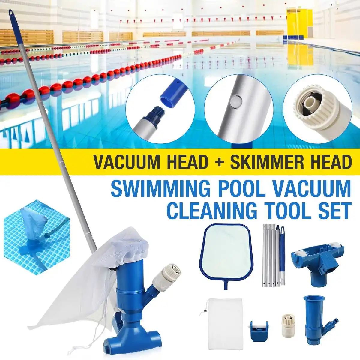 Swimming Pool Vacuum Cleaner Cleaning Disinfect Tool Suction Head Pond Fountain Spa Pool Vacuum Cleaner Brush with Handle EU
Swimming Pool Vacuum Cleaner Cleaning Disinfect Tool Suction Head Pond Fountain Spa Pool Vacuum Cleaner Brush with Handle EU