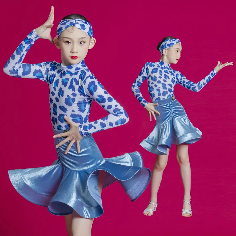 Kids Performance Split Suit Leopard Top Blue Skirts For Girls Latin Dance Clothes Child Ballroom Tango Salsa Latin Dress SL7803
Kids Performance Split Suit Leopard Top Blue Skirts For Girls Latin Dance Clothes Child Ballroom Tango Salsa Latin Dress SL7803