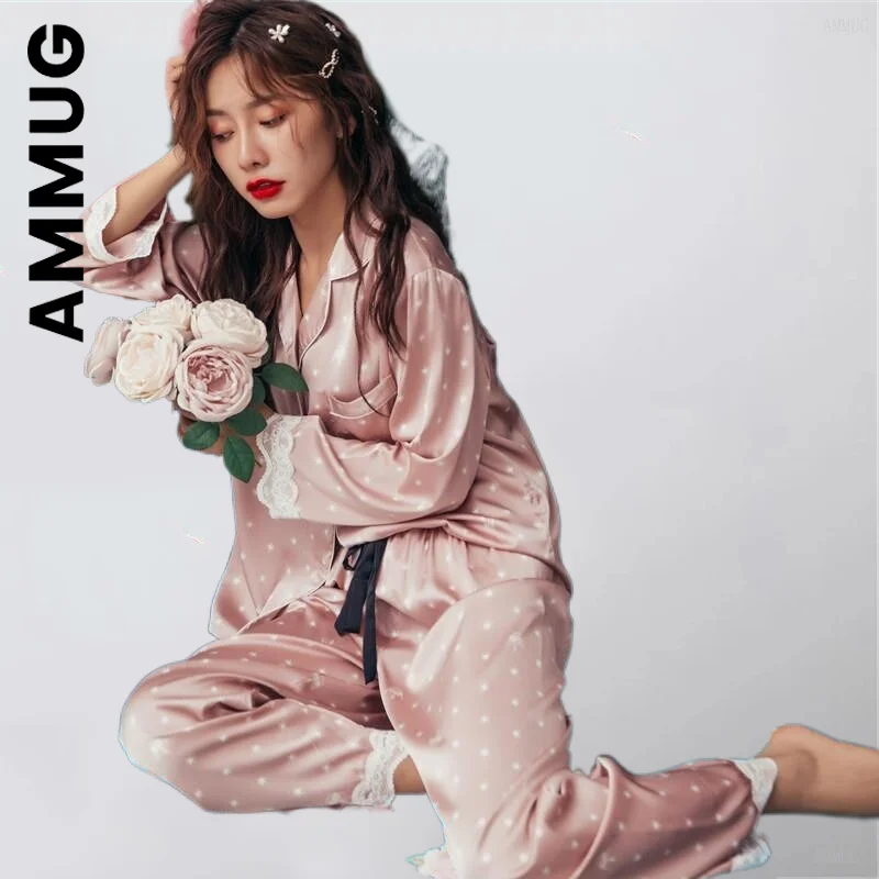 Ammug Spring Casual Print Fashion Women Pajama Set Sweet Lace Cuff Trousers Long Sleeve Suit Pyjamas
Ammug Spring Casual Print Fashion Women Pajama Set Sweet Lace Cuff Trousers Long Sleeve Suit Pyjamas