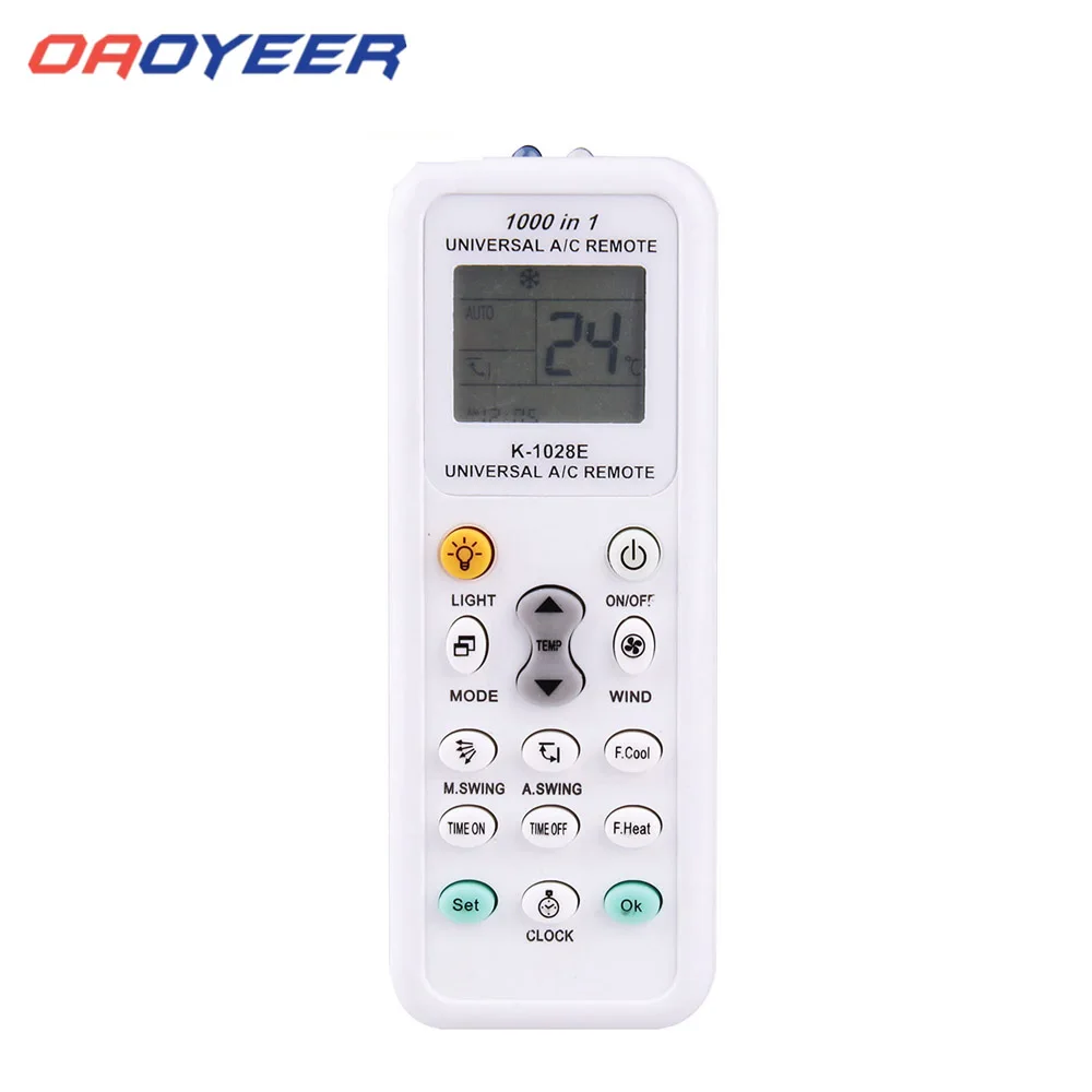 Универсальный пульт дистанционного управление для кондиционеров, Oaoyeer, K-1028E, 1000 в 1, LCD-лампа, энергосберегающий
Универсальный пульт дистанционного управление для кондиционеров, Oaoyeer, K-1028E, 1000 в 1, LCD-лампа, энергосберегающий