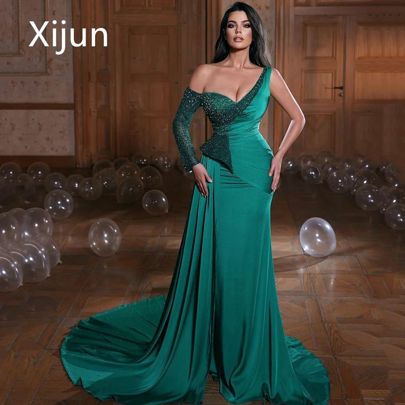 Xijun Glitter Tulle Mermaid Evening Dresses Beadings One Shoulder Women Prom Dress Elegant Green Party Gowns Vestidos De Gala
Xijun Glitter Tulle Mermaid Evening Dresses Beadings One Shoulder Women Prom Dress Elegant Green Party Gowns Vestidos De Gala